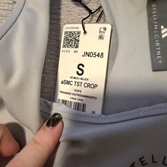 Adidas x Stella McCartney True Strength Yoga Crop Top in Clear Onix Size Small - Picture 3 of 5